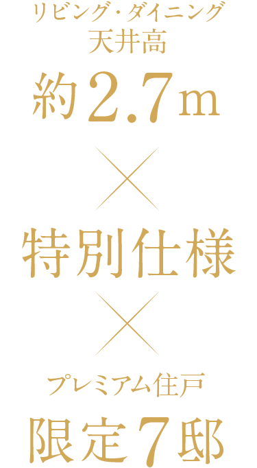 リビング・ダイニング天井高約2.7m×特別仕様×プレミアム住戸限定7邸